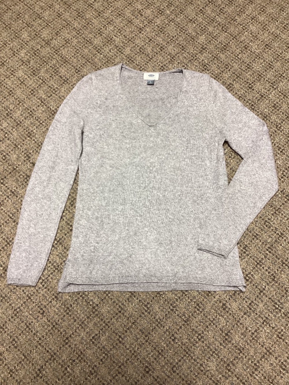 Old Navy Light Gray V-Neck Women's Sweater Size Small